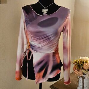 Abstract Print Long Sleeve Top